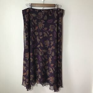 Vintage y2k purple floral dark feminine size 14 sheer skirt elastic waist